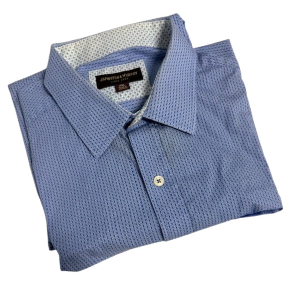 Johnston & Murphy Men's Button-Up Shirt Blue XXL Classic Fit
